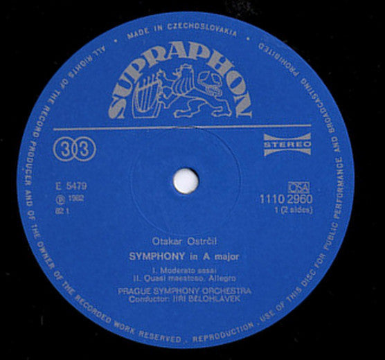Otakar Ostrčil, The Prague Symphony Orchestra, Jiří Bělohlávek : Symphony In A Major (LP)