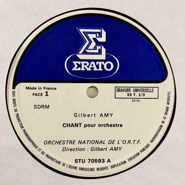 Orchestre National De L'ORTF, Gilbert Amy, Gérard Jarry : Chant / Trajectoires Pour Violon & Orchestre (LP, Gat)