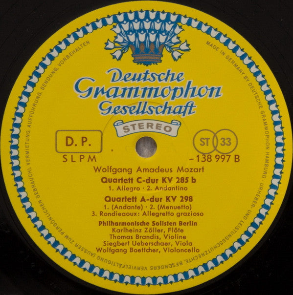 Wolfgang Amadeus Mozart, Philharmonische Solisten Berlin : 4 Flötenquartette (LP)