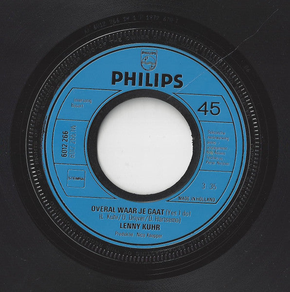 Lenny Kuhr : Overal Waar Je Gaat (7", Single)
