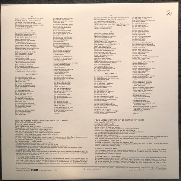 Francis Poulenc, Dan-Olof Stenlund, Uppsala Akademiska Kammarkör, KFUM:s Kammarkör : Figure Humaine ; Messe En Sol Majeur ; Quatre Petites Prières De Saint François D'Assise (LP, Album)