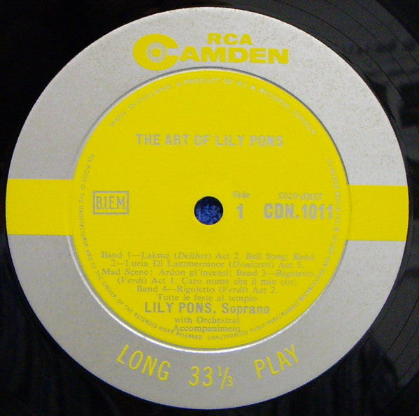 Lily Pons : The Art Of Lily Pons (LP, Comp, Mono, RM)