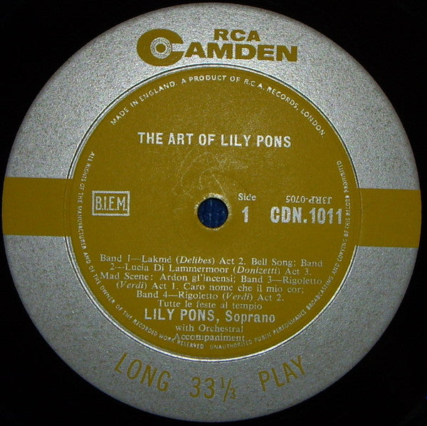 Lily Pons : The Art Of Lily Pons (LP, Comp, Mono, RM)
