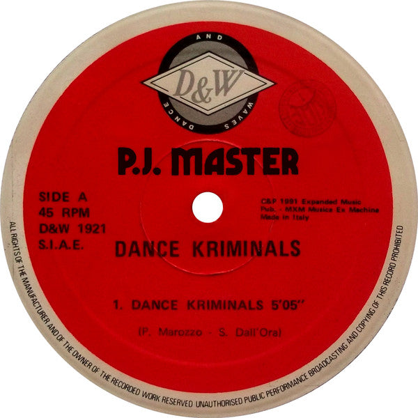 P.J. Master : Dance Kriminals (12")