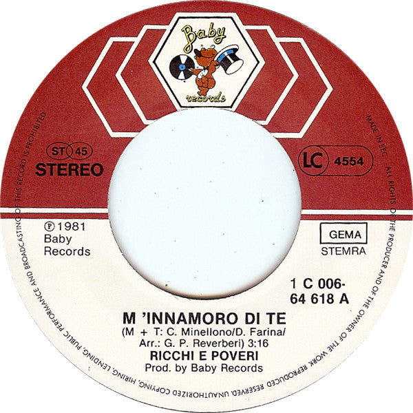Ricchi & Poveri* : M 'Innamoro Di Te (7", Single)