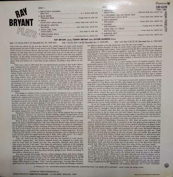 Ray Bryant : Ray Bryant Plays (LP, Album, Mono, RE)