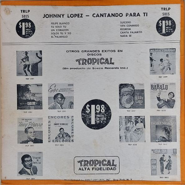Johnny Lopez : Cantando Para Ti (LP, Album)