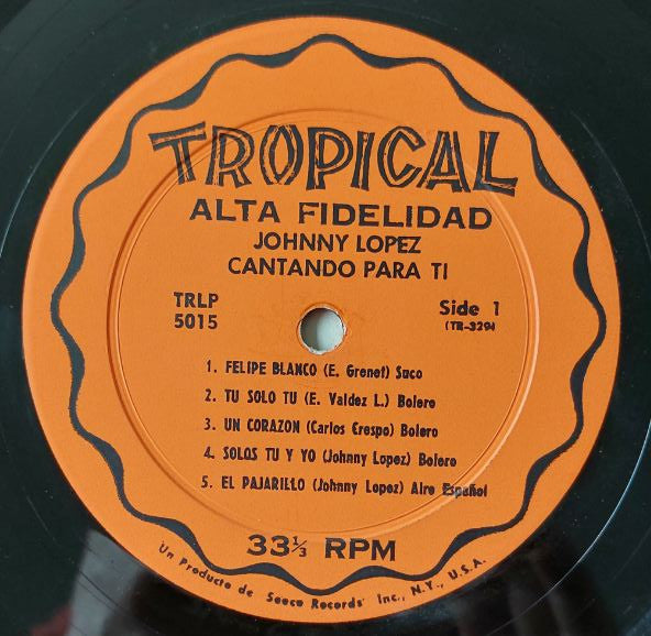 Johnny Lopez : Cantando Para Ti (LP, Album)
