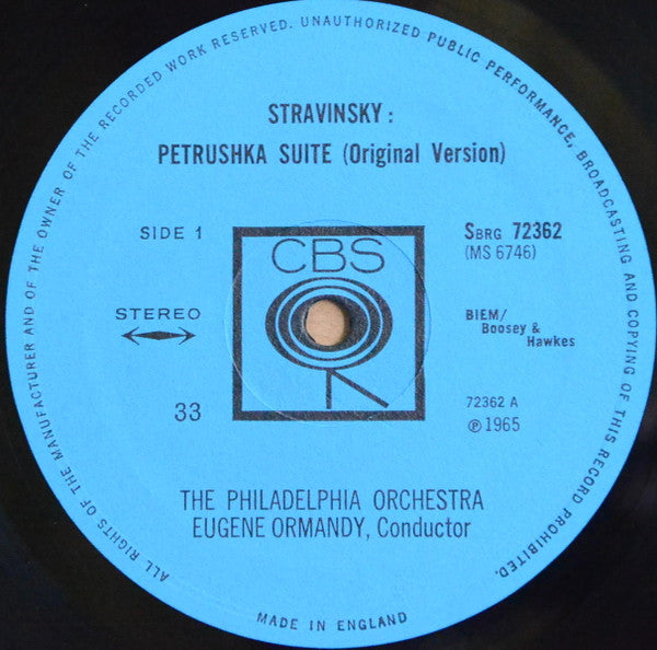 Igor Stravinsky / Zoltán Kodály - Eugene Ormandy / The Philadelphia Orchestra : Petrushka Suite / Háry János Suite  (LP)