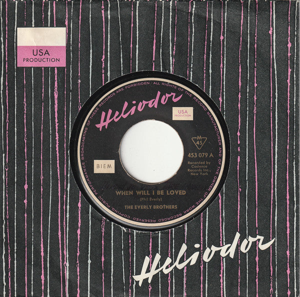 The Everly Brothers* : When Will I Be Loved (7", Single, Mono)