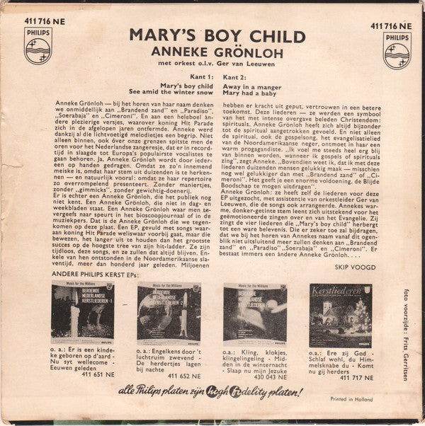 Anneke Grönloh : Mary's Boy Child (7", EP, Mono)