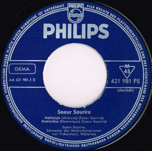 Soeur Sourire : Die Belgische Dominikanerin Singt Chansons (7", EP, Mono)