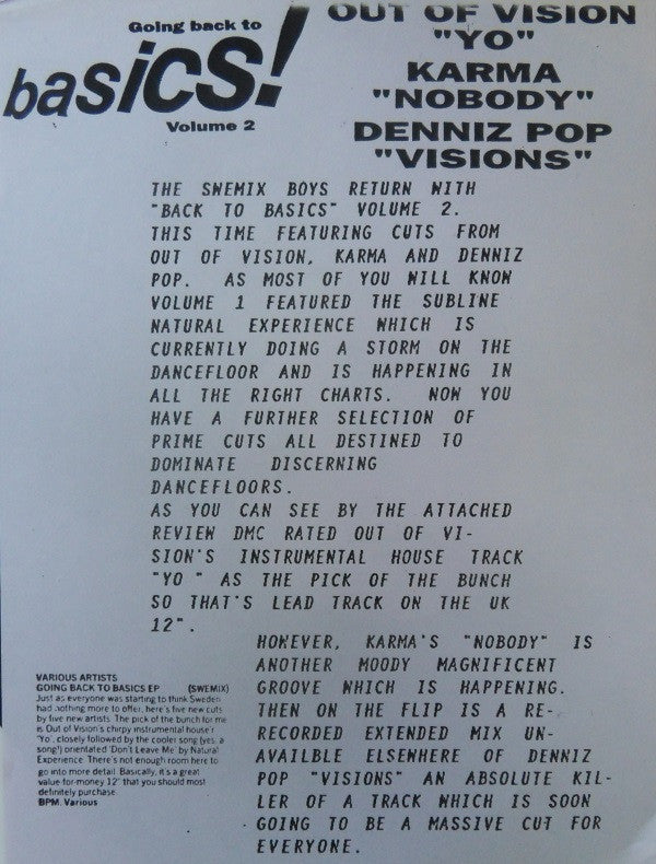 Various : Going Back To Basics! Volume 2 (12")