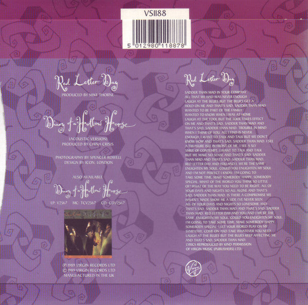 China Crisis : Red Letter Day (7", Single, sil)