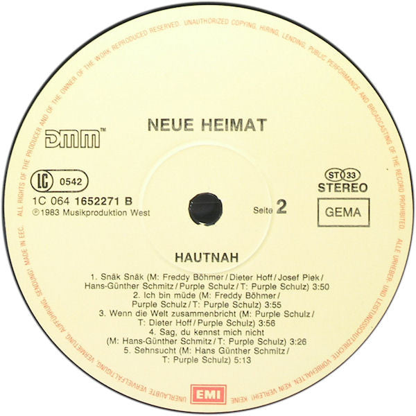 Neue Heimat : Hautnah (LP, Album)