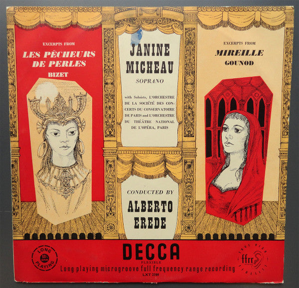 Janine Micheau, Georges Bizet, Charles Gounod, Alberto Erede : Excerpts From Les Pecheurs De Perles And Mireille (LP, Album, Mono)
