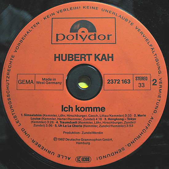 Hubert Kah : Ich Komme (LP, Album)