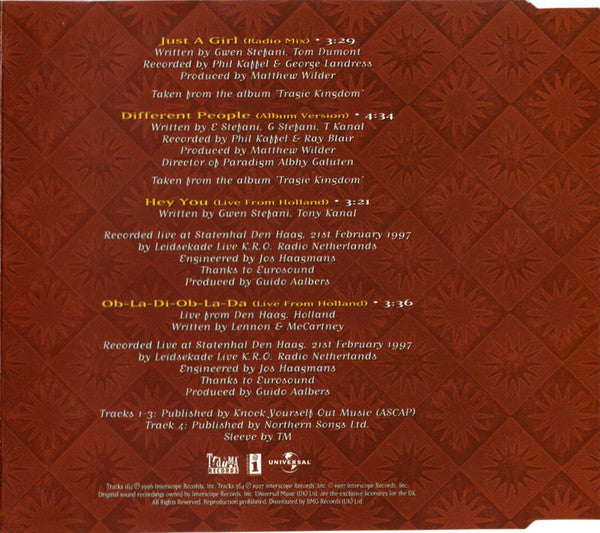 No Doubt : Just A Girl (CD, Single, CD2)