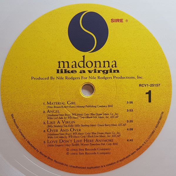 Madonna : Like A Virgin (LP, Album, Ltd, RE, Whi)