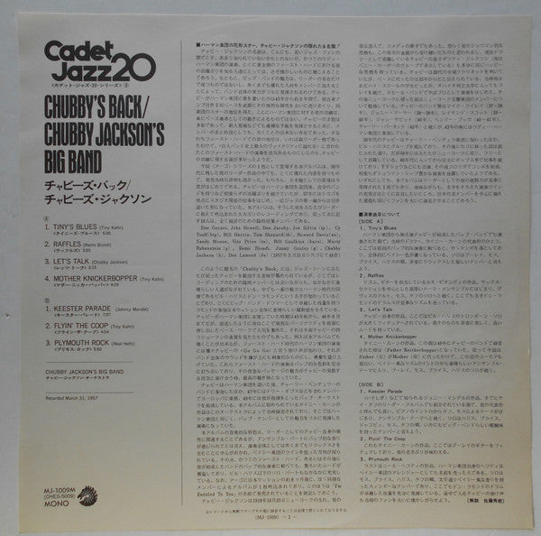 Chubby Jackson's Big Band : Chubby's Back! (LP, Album, Mono, RE)