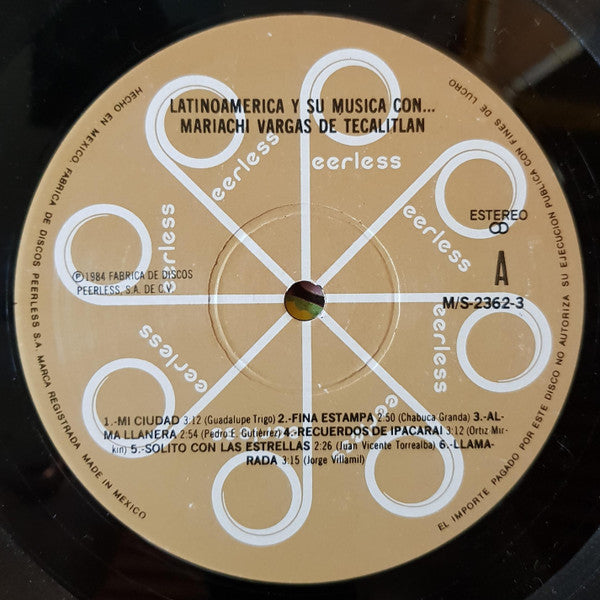 Mariachi Vargas de Tecalitlán : Latinoamerica Y Su Musica Con El Mariachi Vargas De Tecalitlán (LP, Album)