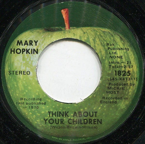 Mary Hopkin : Think About Your Children (7", Single, Los)
