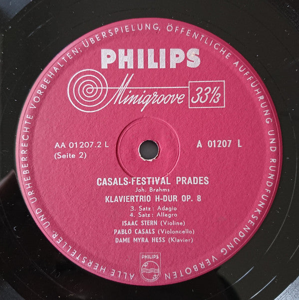 Johannes Brahms / Pablo Casals - Myra Hess - Isaac Stern : Klaviertrio H-Dur Op. 8 (LP, Mono)