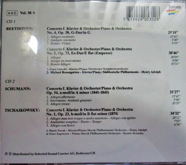 Ludwig van Beethoven • Robert Schumann • Pyotr Ilyich Tchaikovsky : Masterful Piano Concertos (2xCD, Comp)