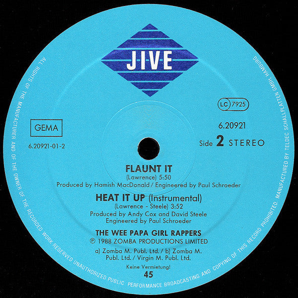 Wee Papa Girl Rappers Featuring Two Men And A Drum Machine : Heat It Up (12", Maxi)