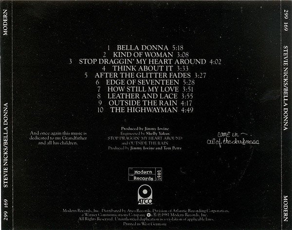 Stevie Nicks : Bella Donna (CD, Album, Tar)
