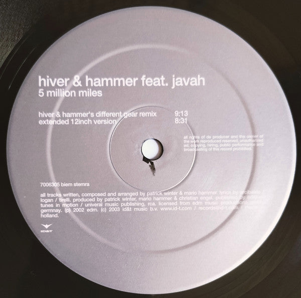 Hiver & Hammer feat. Javah : 5 Million Miles (12")