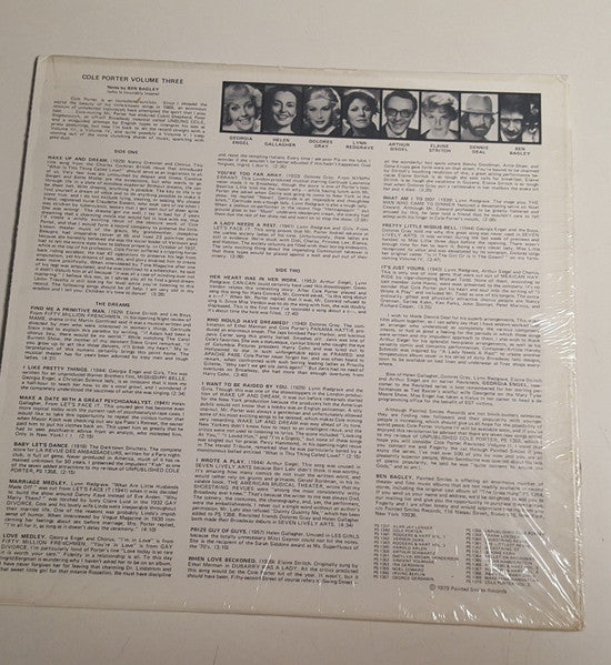 Ben Bagley, Georgia Engel, Helen Gallagher, Dolores Gray, Lynn Redgrave, Arthur Siegel, Elaine Stritch : Ben Bagley's Cole Porter Vol. III (LP)