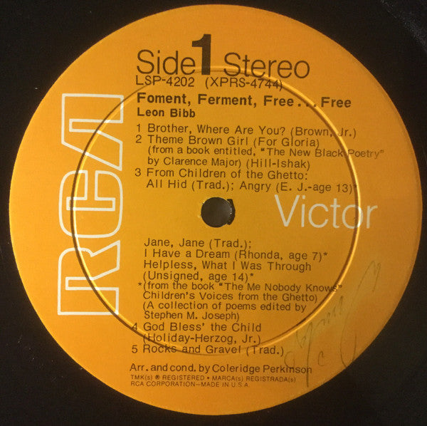 Leon Bibb : Foment, Ferment, Free... Free (LP, Album, Gat)