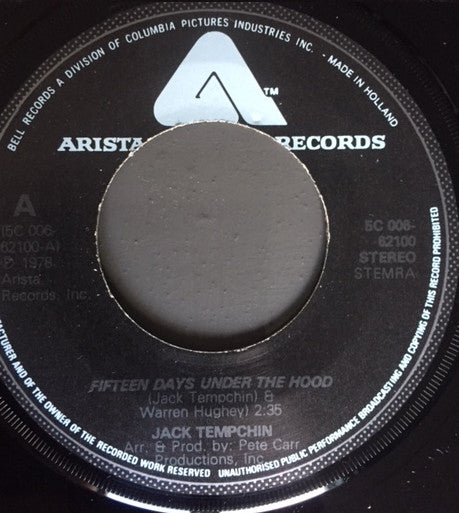 Jack Tempchin : Fifteen Days Under The Hood (7", Single)