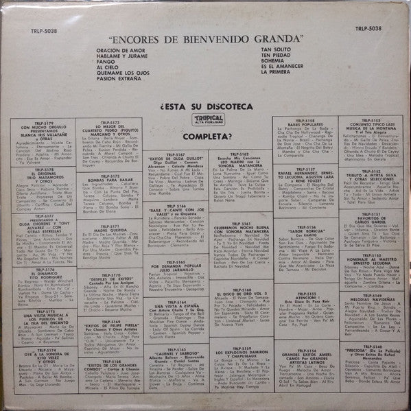 Bienvenido Granda : Encores (LP, Album)