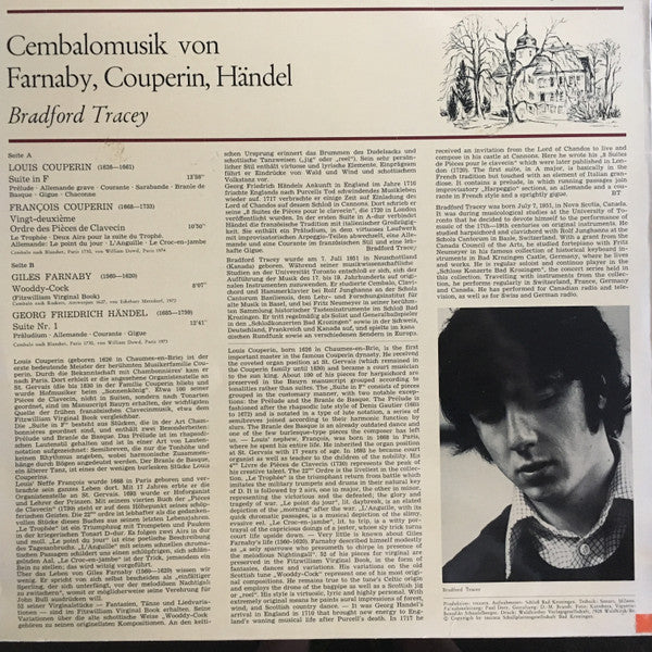 Bradford Tracey, François Couperin, Louis Couperin, Giles Farnaby, Georg Friedrich Händel : Historische Tasteninstrumente - Cembalomusik von Farnaby, Couperin & Händel (LP)
