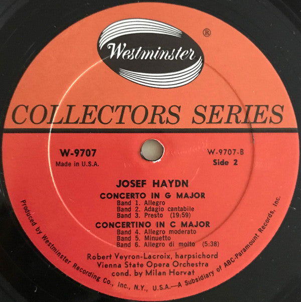 Joseph Haydn, Robert Veyron-Lacroix, Orchester Der Wiener Staatsoper Conducted By Milan Horvat : Four Concerti (LP, Mono)