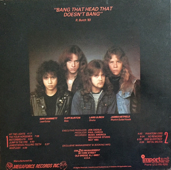 Metallica : Kill 'Em All (LP, Album, RP, 2nd)