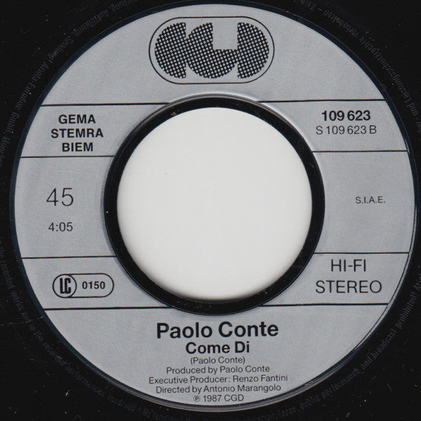 Paolo Conte : Aguaplano / Come Di (7", Single)