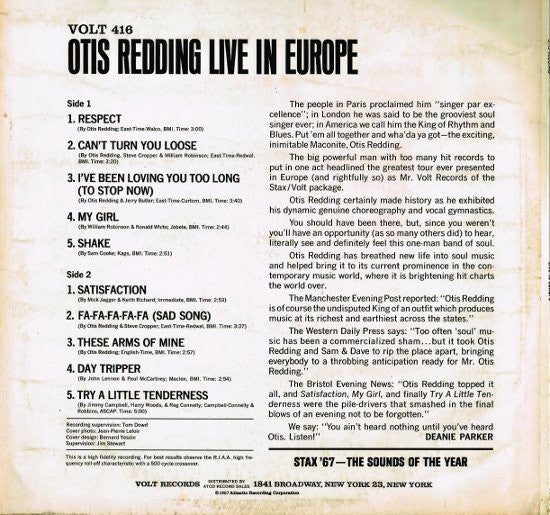 Otis Redding : Otis Redding Live In Europe (LP, Album)