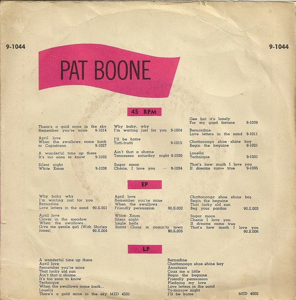 Pat Boone : I'll Remember Tonight / The Mardi Gras March (7", Single)