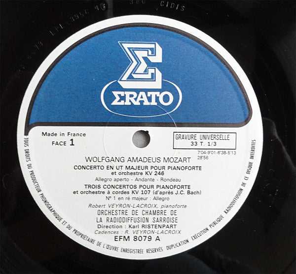 Wolfgang Amadeus Mozart - Robert Veyron-Lacroix, Kammerorchester Des Saarländischen Rundfunks, Saarbrücken , Dir. Karl Ristenpart : Quatre Concertos Pour Pianoforte KV 246-107 (LP)
