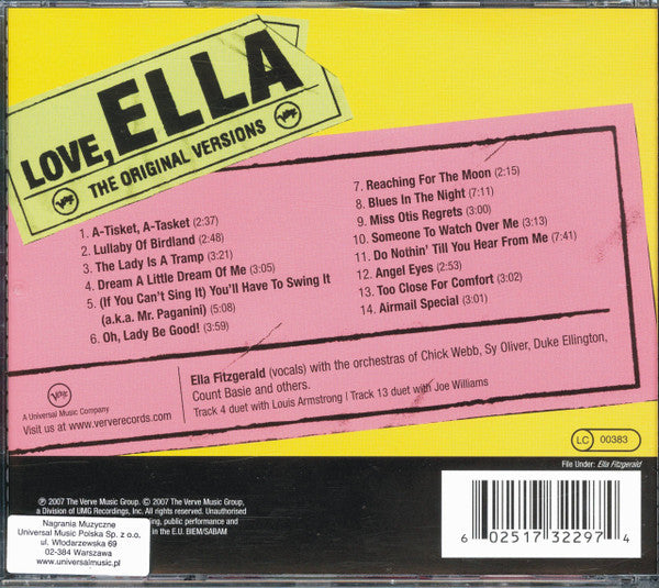 Ella Fitzgerald : Love, Ella (CD, Comp, RM)
