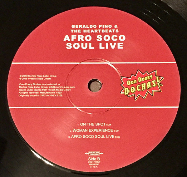 Geraldo Pino & The Heartbeats (3) : Afro Soco Soul Live (LP, Album, RE)