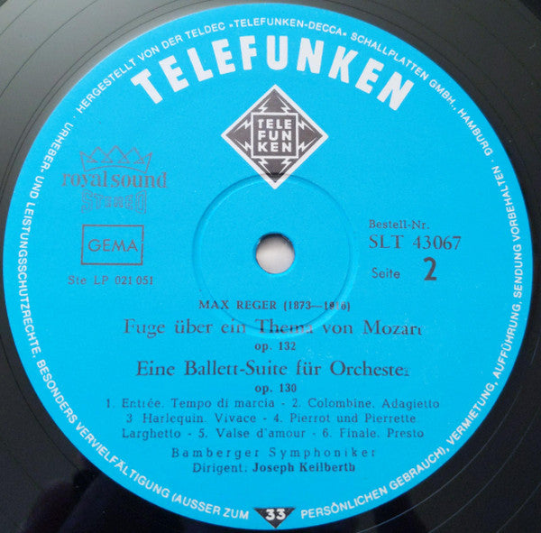 Max Reger, Bamberger Symphoniker, Joseph Keilberth : Variationen Und Fuge Über Ein Thema Von Mozart / Eine Ballett-Suite Für Orchester (LP)
