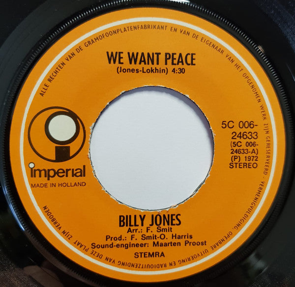 Billy Jones (3) : We Want Peace / Send Me A Lover (7", Single)