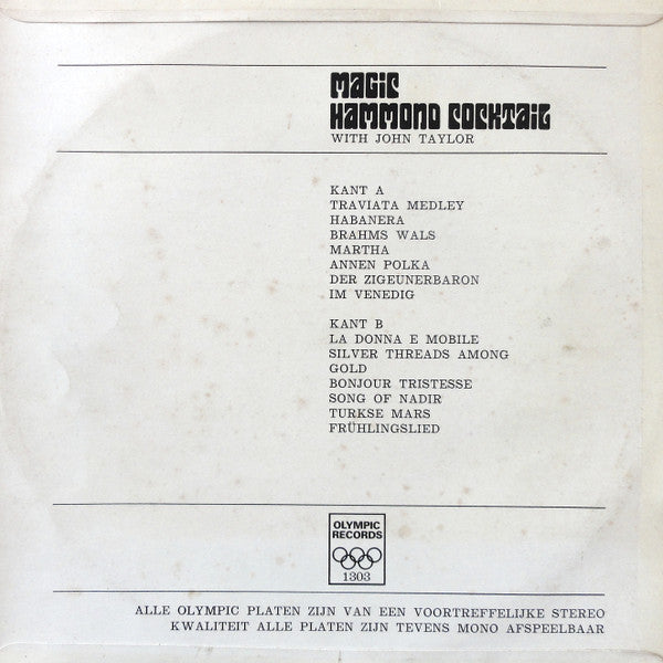 John Taylor (45) : Magic Hammond Cocktail (LP, Album)