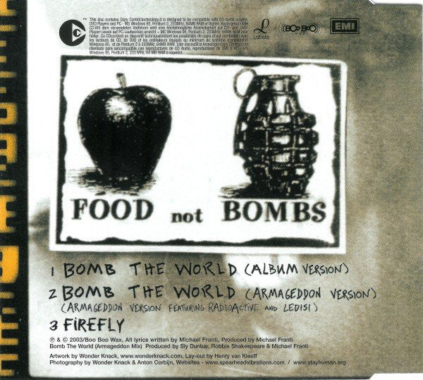 Michael Franti And Spearhead : Bomb The World (Power To The Peaceful) (CD, Single, Copy Prot.)