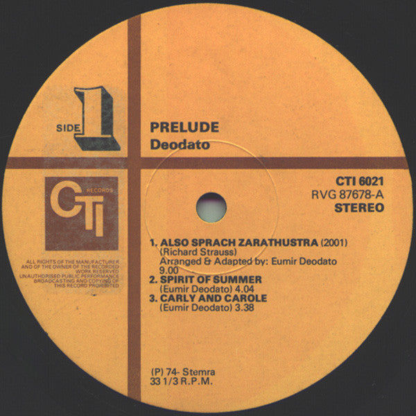 Eumir Deodato : Prelude (LP, Album, Gat)