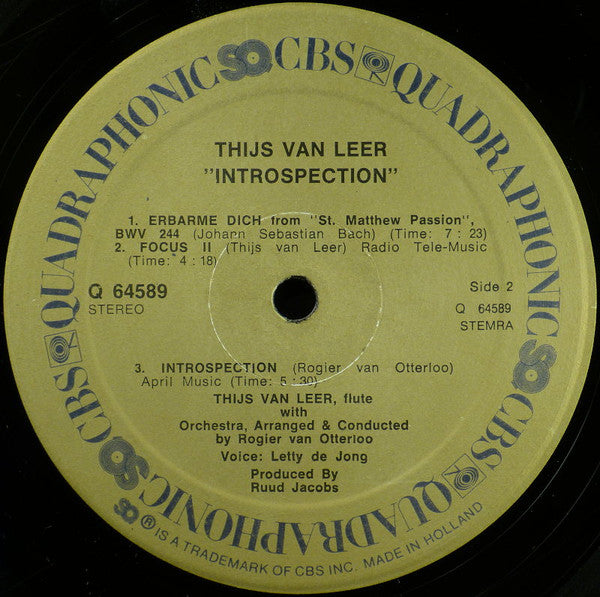 Thijs van Leer : Introspection (LP, Album, Quad)